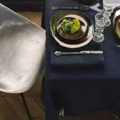 200 LINTEX Nappes-Nappe en lin lavé - Bleu Encre