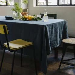 200 LINTEX Nappes-Nappe en lin lavé - Bleu Pétrole