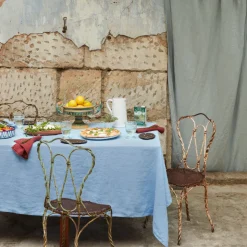 200 LINTEX Nappes-Nappe en lin lavé - Bleu Tyrrhénien