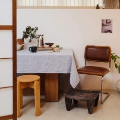 200 LINTEX L'esprit Merci|Nappes-Nappe en lin lavé - Carreaux Bleu Shibori