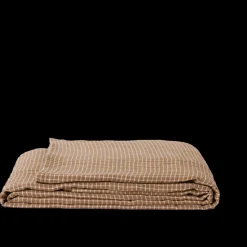 200 LINTEX L'esprit Merci|Nappes-Nappe en lin lavé - Carreaux Brun Cha Iro