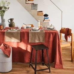200 LINTEX Nappes-Nappe en lin lavé - Rouge Urushi