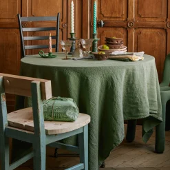 200 LINTEX Nappes-Nappe en lin lavé - Vert d'Anduze