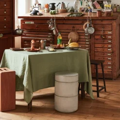 200 LINTEX Maison De Campagne|Nappes-Nappe en lin lavé - Vert Komorebi