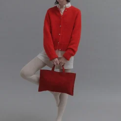 Femme Nothing Written Mailles-- Cardigan Alpaga - Rouge