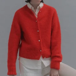 Femme Nothing Written Mailles-- Cardigan Alpaga - Rouge