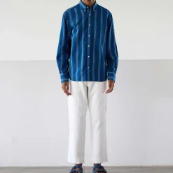 Homme Original Madras Trading Co Chemises-- Chemise N5 Classic BD Collar LS - Bleu