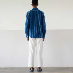 Homme Original Madras Trading Co Chemises-- Chemise N5 Classic BD Collar LS - Bleu