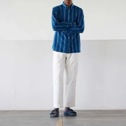 Homme Original Madras Trading Co Chemises-- Chemise N5 Classic BD Collar LS - Bleu