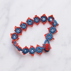 Femme OTTOMANIA Bracelets-- Bracelet crochet Daisy - Bleu & Rouge