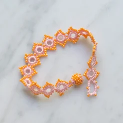 Femme OTTOMANIA Bracelets-- Bracelet crochet Daisy - Rose & Orange