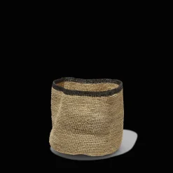 2919 DOMOINA Filets, Paniers & Valises-Panier en raphia - Bord noir