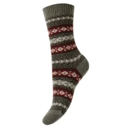 Femme Pantherella L'esprit Merci|Chaussettes-- Chaussettes Cachemire Fair Isle - Vert