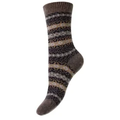 Femme Pantherella L'esprit Merci|Chaussettes-- Chaussettes Cachemire Fair Isle - Marron