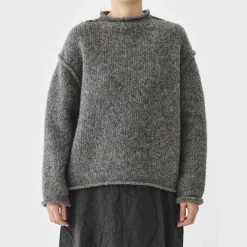 Femme Pas de Calais Mailles-- Pull Alpaga - Gris