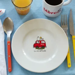 1859 ESSEASCREEN Peanuts X Merci|Assiettes Plates-Peanuts x Merci - Assiette à dessert - Voiture