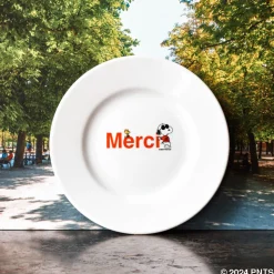 1859 ESSEASCREEN Peanuts X Merci|Assiettes Plates-Peanuts x Merci - Assiette à dessert - Logo Merci