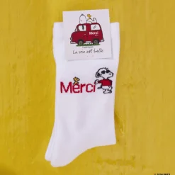 Femme F01 Peanuts X Merci|Chaussettes-Peanuts x Merci - Chaussettes - Blanc