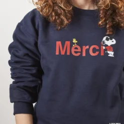 Femme M05 Peanuts X Merci|Sweats-Peanuts x Merci - Sweat Merci - Marine