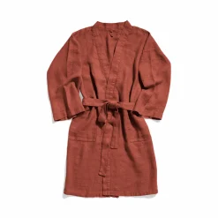 200 LINTEX Peignoirs-Peignoir en lin - Nid d'abeille - Rouge Urushi