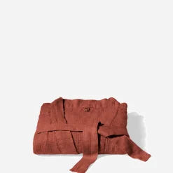 200 LINTEX Peignoirs-Peignoir en lin - Nid d'abeille - Rouge Urushi