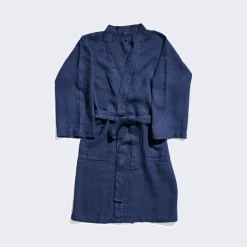 200 LINTEX Peignoirs-Peignoir en lin - Nid d'abeille - Bleu Shibori