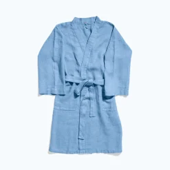 200 LINTEX Peignoirs-Peignoir en lin - Nid d'abeille - Bleu Tyrrhénien