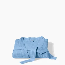 200 LINTEX Peignoirs-Peignoir en lin - Nid d'abeille - Bleu Tyrrhénien