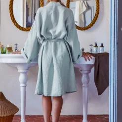 200 LINTEX Peignoirs-Peignoir en lin - Nid d'abeille - Gris Vésuve