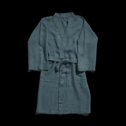 200 LINTEX Peignoirs-Peignoir en lin - Nid d'abeille - Bleu Pétrole