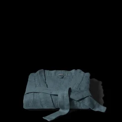 200 LINTEX Peignoirs-Peignoir en lin - Nid d'abeille - Bleu Pétrole