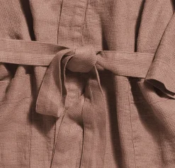 200 LINTEX Peignoirs-Peignoir en lin - Nid d'abeille - Rose Argile