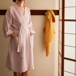 200 LINTEX Salle De Bain : Esprit Japonais|Peignoirs-Peignoir en lin - Nid d'abeille - Parme Fuji Iro