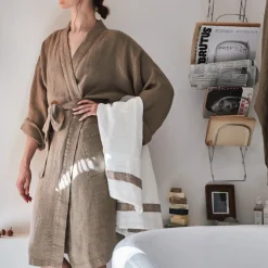 200 LINTEX Maison De Campagne|Peignoirs-Peignoir en lin - Nid d'abeille - Brun Cha Iro