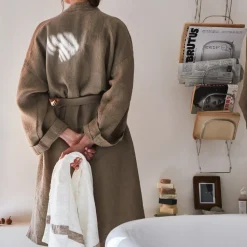 200 LINTEX Maison De Campagne|Peignoirs-Peignoir en lin - Nid d'abeille - Brun Cha Iro