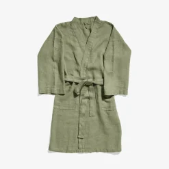 200 LINTEX Maison De Campagne|Peignoirs-Peignoir en lin - Nid d'abeille - Vert Komorebi