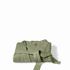 200 LINTEX Maison De Campagne|Peignoirs-Peignoir en lin - Nid d'abeille - Vert Komorebi