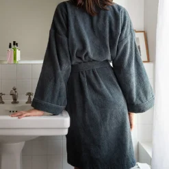 2100 GAZEX Sélection De Bain Merci|Peignoirs-Peignoir en éponge - Bleu Pétrole