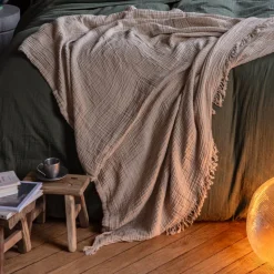 2100 GAZEX Plaids & Couvertures|Accessoirisez Votre Intérieur-Plaid en gaze de coton - Beige Quai de Seine