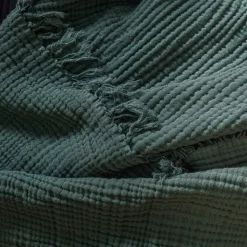 2100 GAZEX Plaids & Couvertures|Accessoirisez Votre Intérieur-Plaid en gaze de coton - Vert Luxembourg