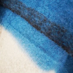 1050 MOISMONT Plaids & Couvertures-Plaid en laine n°83 - Bleu & Café - Moismont