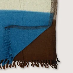 1050 MOISMONT Plaids & Couvertures-Plaid en laine n°83 - Bleu & Café - Moismont