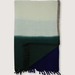 1050 MOISMONT Plaids & Couvertures-Plaid en laine n°83 - Kaki & Bleu Encre - Moismont