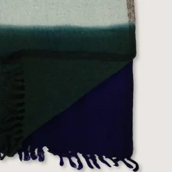 1050 MOISMONT Plaids & Couvertures-Plaid en laine n°83 - Kaki & Bleu Encre - Moismont