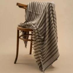 1050 MOISMONT Plaids & Couvertures-Plaid en laine n°75 - Navy Blue - Moismont