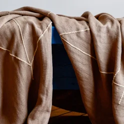 2959 BED AND PHILOSOPHY Plaids & Couvertures-Plaid en lin Boreal - Moka