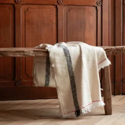 MERCI Plaids & Couvertures-Plaid en lin lavé - Écru