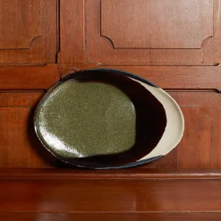 925 JARS CERAMISTES Plats-Plat en grès émaillé Wabi - Seidou Kaki