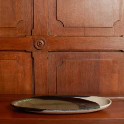 925 JARS CERAMISTES Plats-Plat en grès émaillé Wabi - Seidou Kaki