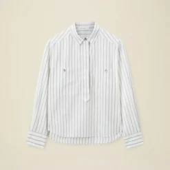 Femme Pomandère Chemises-- Chemise rayée - Blanche